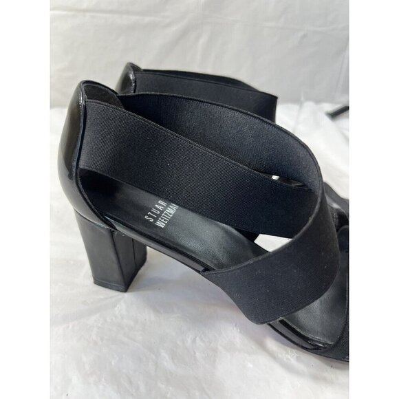 Stuart Weitzman Midexter Stretch Strappy Low-Heel Sandal Black 7.5 - Picture 9 of 14